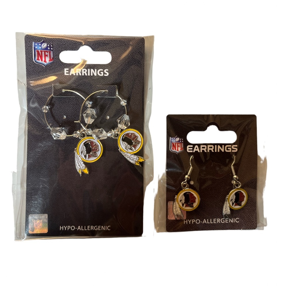 Both sets of NFL Washington Redskins earrings